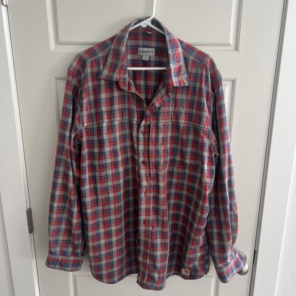Carhartt Relaxed Fit Flannel W/Pocket Missing One Button Has Extra Button